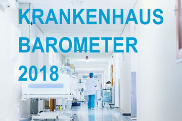 Agentur lege artis - Ein Krankenhausflur mit dem Schriftzug Krankenhaus Barometer 2018